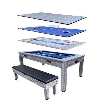 RACK Pool Tables Rack Luxor 7.5-foot 4-in-1 Multi-game Swivel Billiard/pool Table w/ Multiple Table Options (blue Felt w/ 1 Bench) Mdf | Wayfair