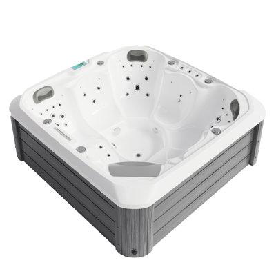 Comfort Hot Tubs 6 - Person 51 - Jet Acrylic Rectangular Hot Tub w/ Ozonator in Gray Acrylic in Gray/White | 35 H x 83 W x 83 D in | Wayfair 834