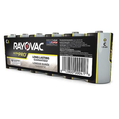 RAYOVAC ALC6 UltraPro C Alkaline Battery, 1.5V DC, 6 Pack