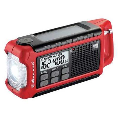 MIDLAND ER210 Emergency Alert Radio,Red/Black,LCD,7inL