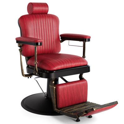 Inbox Zero Barber Chairs Heavy Duty Barber Chair Retro Hydraulic Reclining Salon Chair Tattoo Barber Chair Faux | 49 H x 26 W x 27.6 D in | Wayfair
