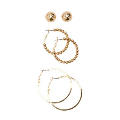Women's 3-Piece Earring Set by Jessica London in Gold