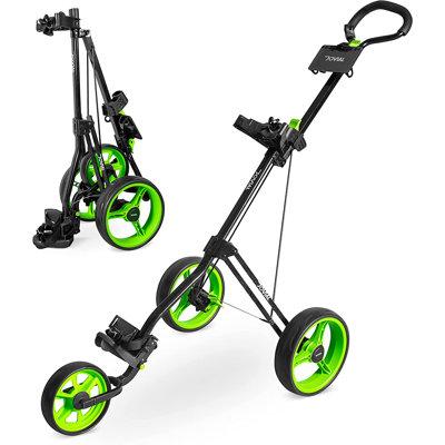 SereneLife 3-Wheel Golf Push Cart Metal in Black | 35.3 H x 18.7 W x 14.9 D in | Wayfair JOVGF42