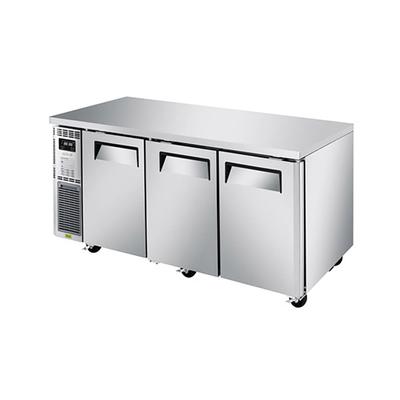 Turbo Air JURF-72-N 70 7/8" W Undercounter Refrigerator/Freezer Combo w/ (3) Sections & (3) Doors, 115v, Silver