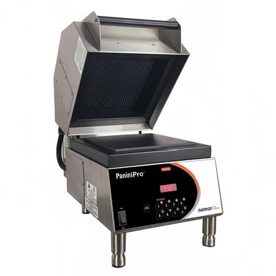 Nemco 6900-208-GF PaniniPro Single Commercial Panini Press w/ Aluminum Grooved & Smooth Plates, 208v/1ph, Smooth Bottom Plates, Stainless Steel