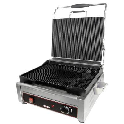Cecilware Pro SG1SF Single Commercial Panini Press w/ Cast Iron Smooth Plates, 120v, Flat Surface, 9 5/8