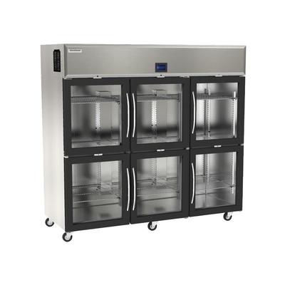 Delfield GAR3P-GH Specification Line 83" 3 Section Reach In Refrigerator, (6) Left/Right Hinge Glass Doors, 115v, Silver