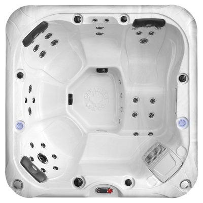 Canadian Spa Co 6 - Person 34 - Jet Acrylic Square Hot Tub w/ Ozonator & Built-in Speaker in White/Black Acrylic in Black/White | Wayfair KH-10141