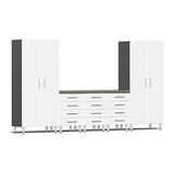 Ulti-MATE Garage Cabinets 6-Piece Cabinet Kit with Bamboo Worktop in Starfire White Metallic