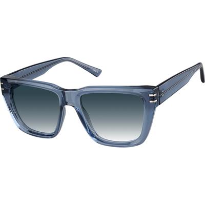 Zenni Square Rx Sunglasses Blue Plastic Full Rim Frame