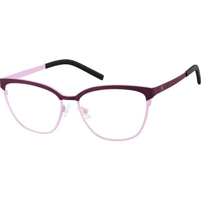 Zenni Women's Cat-Eye Prescription Glasses Purple Titanium Full Rim Frame
