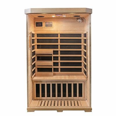 Heatwave 2-Person Hemlock Infrared Sauna w/ 6 Carbon Heaters, Glass in Brown | 75 H x 45 W x 47 D in | Wayfair SA7018