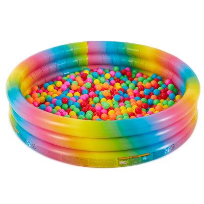Intex Rainbow Ombre Inflatable Swimming Pool W/Multi-Colored Fun Ballz, 100 Pack Plastic in Blue/Pink/Red | 15 H x 66 W x 66 D in | Wayfair