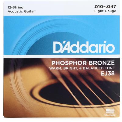 D'Addario EJ38 Phosphor Bronze Acoustic Guitar Strings - .010-.047 Light 12-string