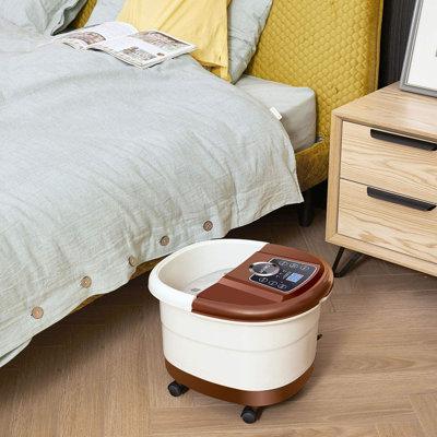 DreamDwell Home Foot Spa Bath Massager w  Heat, 16 Motorized Roller, Bubbles, Adjustable Time & Temperature in Brown | Wayfair