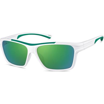 Zenni Sporty Rectangle Rx Sunglasses White Plastic Full Rim Frame