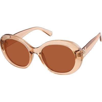 Zenni Women's Oversized Round Rx Sunglasses Brown Plastic Full Rim Frame
