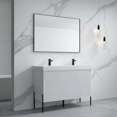 Latitude Run® Nalis 48  Double Bathroom Vanity Set Wood Plastic in White | 33.6 H x 47.6 W x 18.1 D in | Wayfair D378BE938F2B4A60A71796D068ED5C33