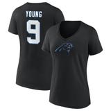 Women's Fanatics Bryce Young Black Carolina Panthers Icon Name & Number V-Neck T-Shirt