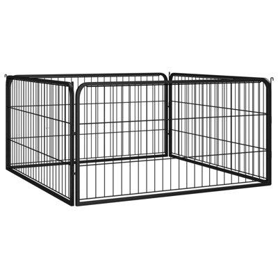 VidaXL Dog Playpen Kennel Dog Cage Puppy Pet Exercise Wire Fence Steel Metal in Black | 19.7 H x 39.4 W x 39.4 D in | Wayfair 171794