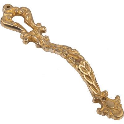 UNIQANTIQ HARDWARE SUPPLY Fancy Decorative Cast Brass Pull Handle w/ Keyhole Insert Metal in Yellow | 3.625 H x 0.75 W x 0.5 D in | Wayfair E-18