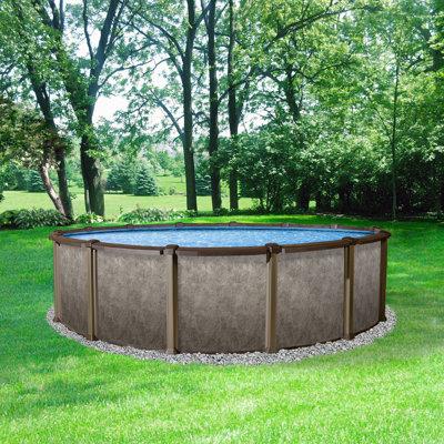 Blue Wave Products Riviera 8-in Top Rail Metal Wall Swimming Pool Package Resin in Brown/White | 54 H x 288 W x 288 D in | Wayfair NB3607