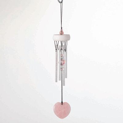 Woodstock Chimes Signature Collection, Rose Quartz Heart Chime, 10" Wind Chime Decor Designs Wind Chimes For Outdoor, Patio, Home Or Garden Decor (R | Wayfair
