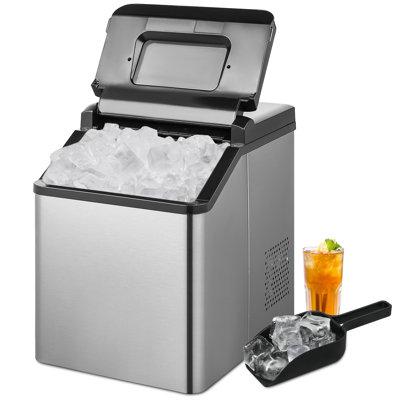 MoNiBloom Self Cleaning + Scoop + Handle Countertop Cube Shape Ice Maker Machine 33lbs/24hrs, in Gray/Black | 15.5 H x 11.5 W x 14.5 D in | Wayfair