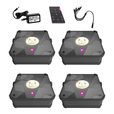 Ape Labs Mini 2.0 Wireless Battery-Operated LED Lights with 29 Color Presets, Charger, and Remote - 4/Set