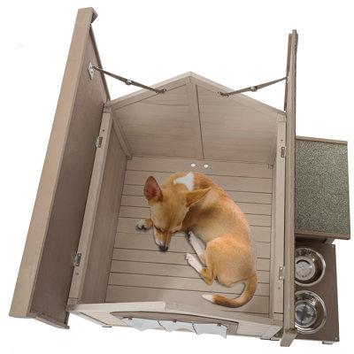 Tucker Murphy Pet™ Adante Cream Wood Dog House Wood House in Brown/Gray/White | 32 H x 41 W x 36 D in | Wayfair 11F5F93DD5474B6DA1091329D98BFA4B
