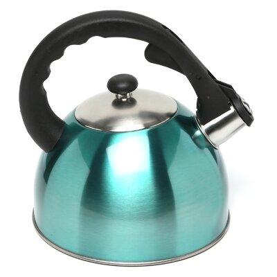 Creative Home 2.8 Qt. Stainless Steel Stovetop Whistling Tea Kettle w/ Aluminum Capsulated Bottom Stainless Steel in Blue | Wayfair 77007