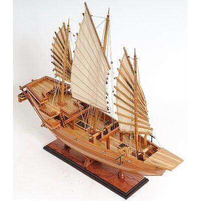 Old Modern Handicrafts Chinese Junk Model Boat Wood in Brown, Size 24.5 H x 27.0 W x 7.0 D in | Wayfair B030