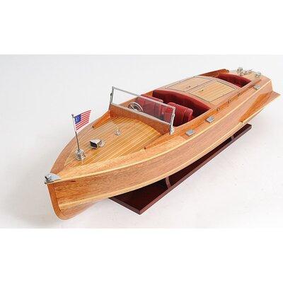 Old Modern Handicrafts Chris Craft Runabout Model Boat Wood in Brown/Gray | 9 H x 32.5 W x 9.25 D in | Wayfair B033