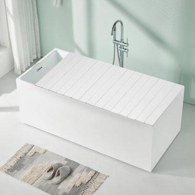 Symple Stuff Stinecipher Bathtub Cover Folding Bath Lid Insulation Dust Cover for Bathroom, Home, SPA Plastic | 0.26 H x 31.5 W x 62.99 D in | Wayfair