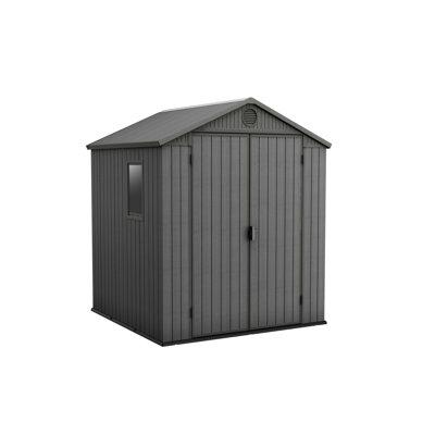Keter Darwin 6x6 ft. Resin Outdoor Storage Shed w/ Floor for Patio Furniture & Tools, Graphite | Wayfair 253305