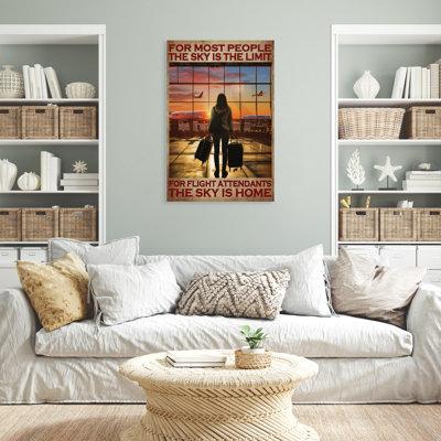Trinx For Flight Attendants The Sky Is Home On Canvas Graphic Art Canvas in Brown | 14 H x 11 W x 1.25 D in | Wayfair