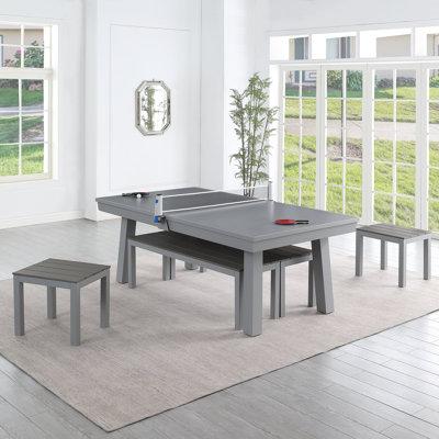 HomeSeason Oasis Outdoor/Indoor Slate Dining Pool Table w/4 Benches & Accessories Metal in Gray/Indigo | 7 ft | Wayfair CM1901CMT-LP-9PC (2)