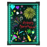 Woodsam LED Message Board, Bulletin Boards, Chalkboards, Erasable Writing Drawing Neon Sign w/ 8 Colorful Glass/Metal in Black | 18
