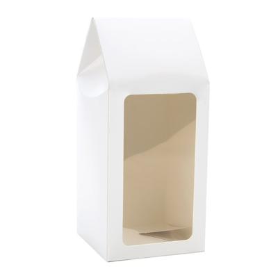 White Tapered Tote Box - Good For Rock Candy Chocolate Pretzel Rod| Box Size: 3 1/2