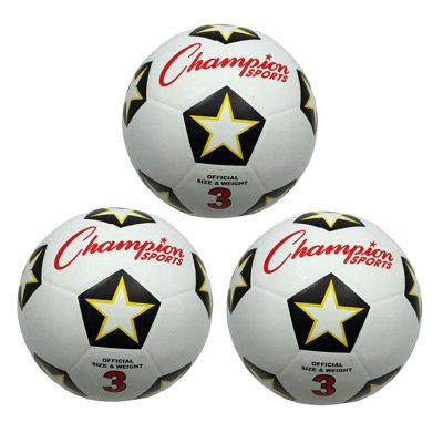 Champion Sports kids Rubber Soccer Ball, Size 3, Pack Of 3 Plastic in Black/Red/White | 9.5 H x 6.75 W x 4.75 D in | Wayfair CHSSRB3-3