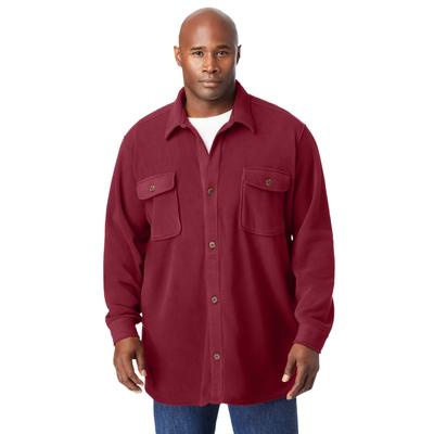 Men's Big & Tall Microfleece shirtjacket by KingSize in Rich Burgundy (Size 5XL)