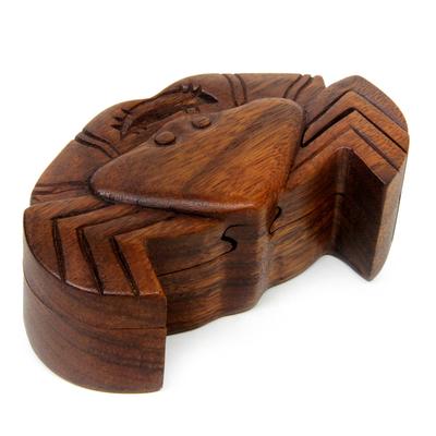 Wood puzzle box, 'Balinese Crab'