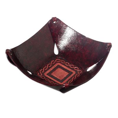 'Lasso Window' - Peruvian Leather Catchall and Tray Centerpiece
