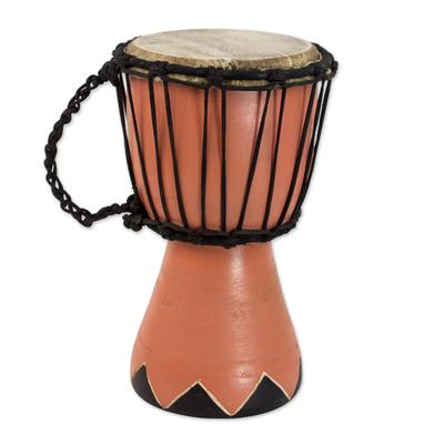 Gather in Peace,'Artisan Crafted West African Mini Djembe Brown Drum'