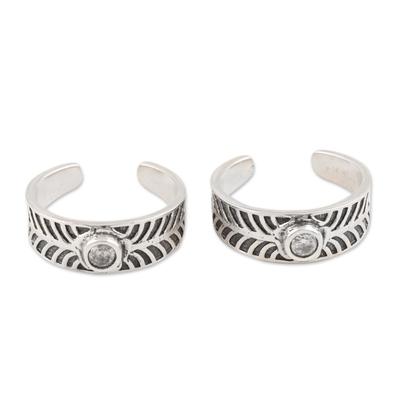 Leafy Texture,'Leaf Pattern Sterling Silver Toe Rings from India'