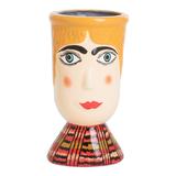'Hand-Painted Warm-Toned Ceramic Flower Pot from Guatemala'