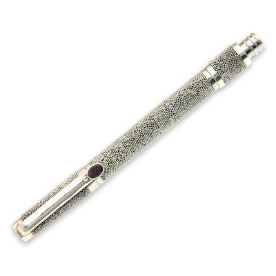 Sand and Sea,'Handmade Sterling Silver 925 and Garnet Ballpoint Pen'