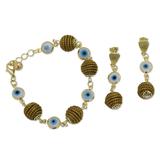 Eyes of Tocantins,'Handcrafted Golden Grass Jewelry Set'