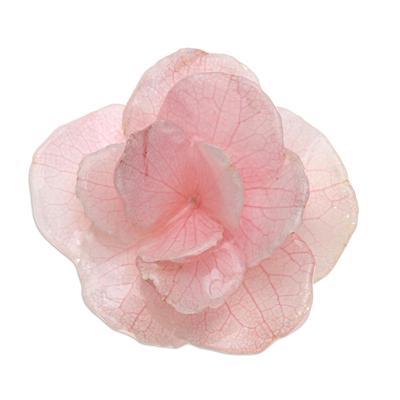 Pale Pink Hydrangea,'Thai Resin Coated Natural Pink Hydrangea Bloom Brooch Pin'