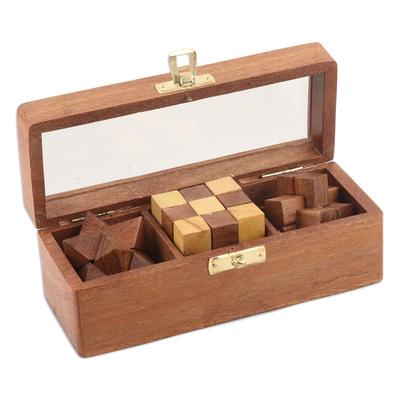 Triple the Fun,'Acacia Wood Puzzles (Boxed Set of 3)'